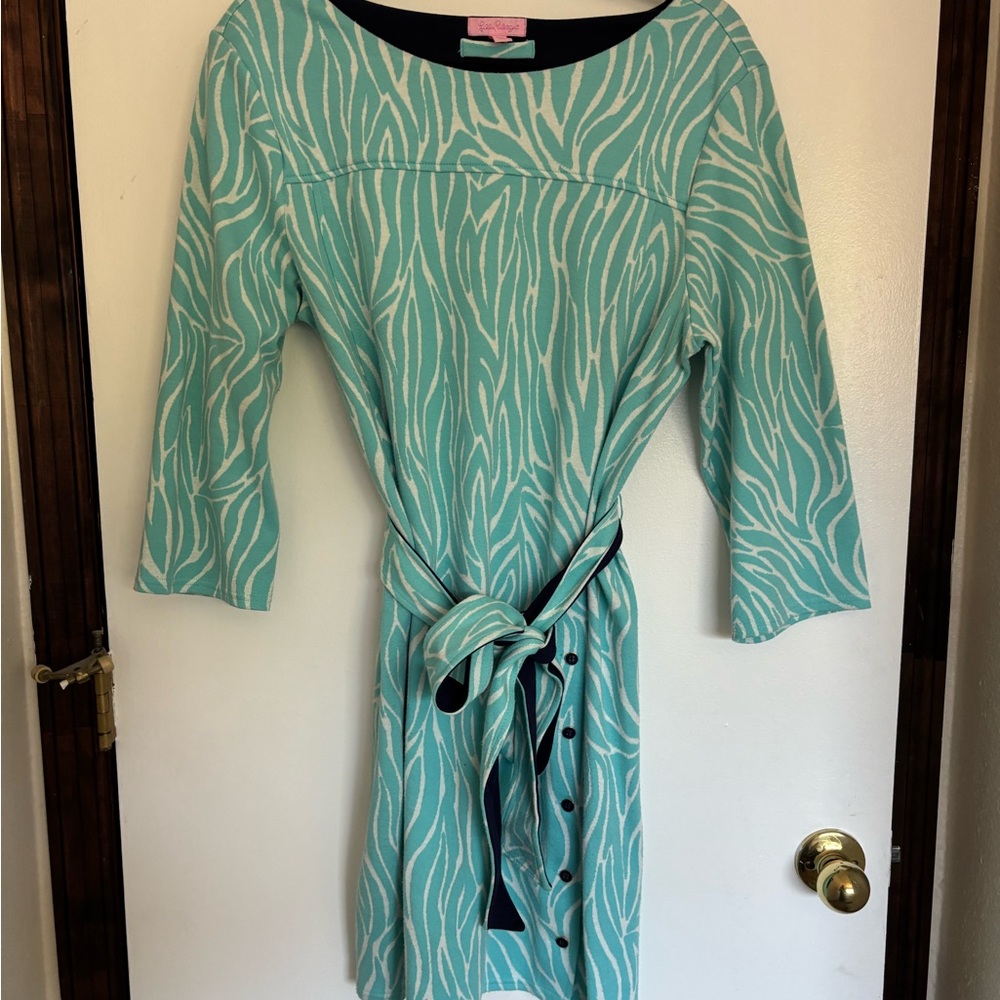 Lilly Pulitzer Jonah Dress in Shorely Blue Purring Jacquard